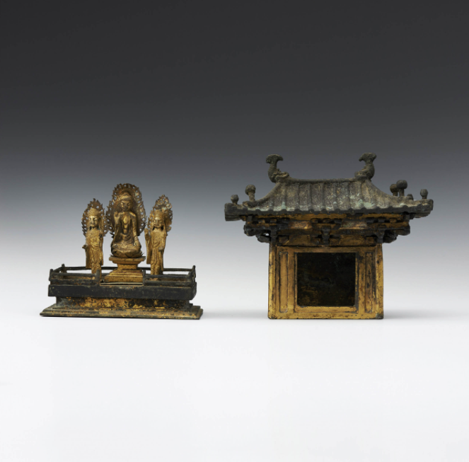 The Portable Shrine of Gilt-bronze Buddha Triad. Courtesy of K Auction.