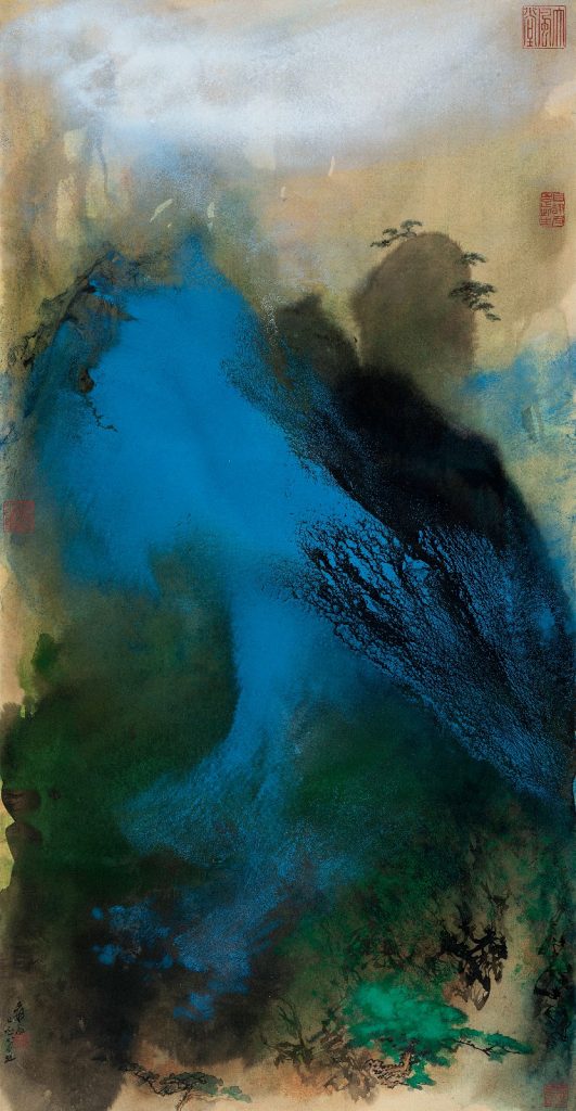 Zhang Daqian, <i>Pine Peak and Xiao Oi Mirror Heart and Color on Paper</i> (1969). Courtesy of Holly's International Beijing.