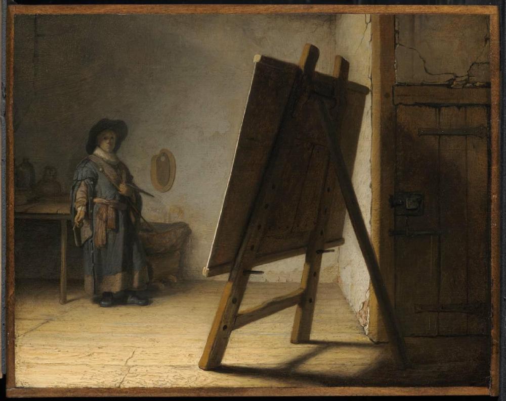 Rembrandt Harmensz. van Rijn, <i>Artist in His Studio</i> (about 1628).