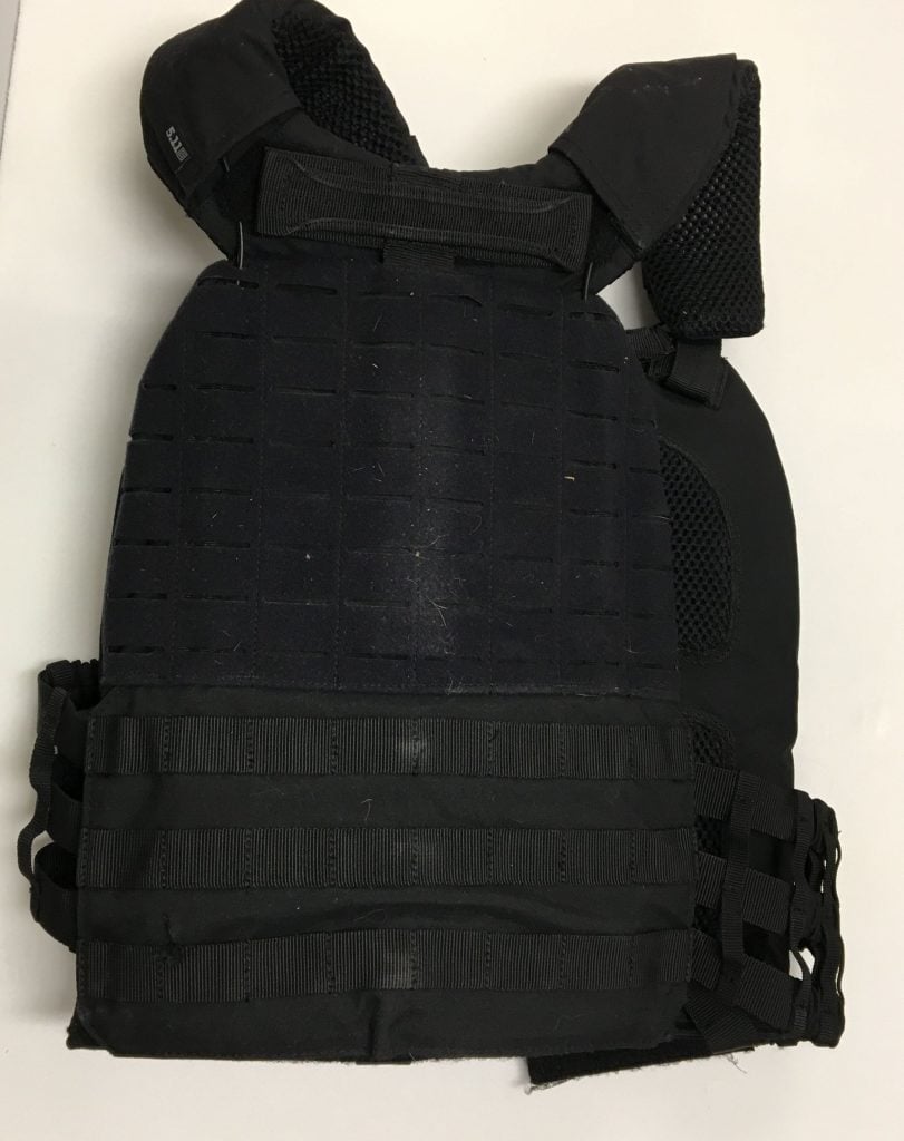 Freelance photographer Madeleine Kelly donated this protective vest, in which she was stabbed while documenting the January 6 attack on the U.S. Capitol, to the Smithsonian’s National Museum of American History. Photo courtesy of the National Museum of American History.