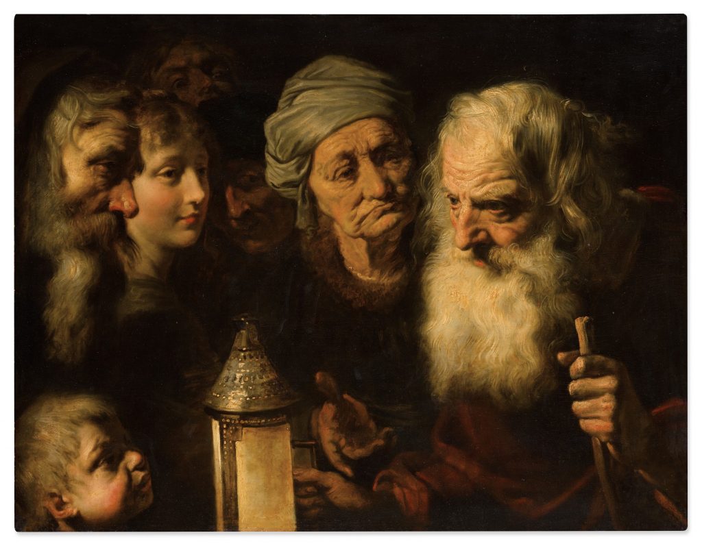 Pieter van Mol, <i>Diogenes with his lantern looking for an honest man</i>. Courtesy of Sotheby's. 