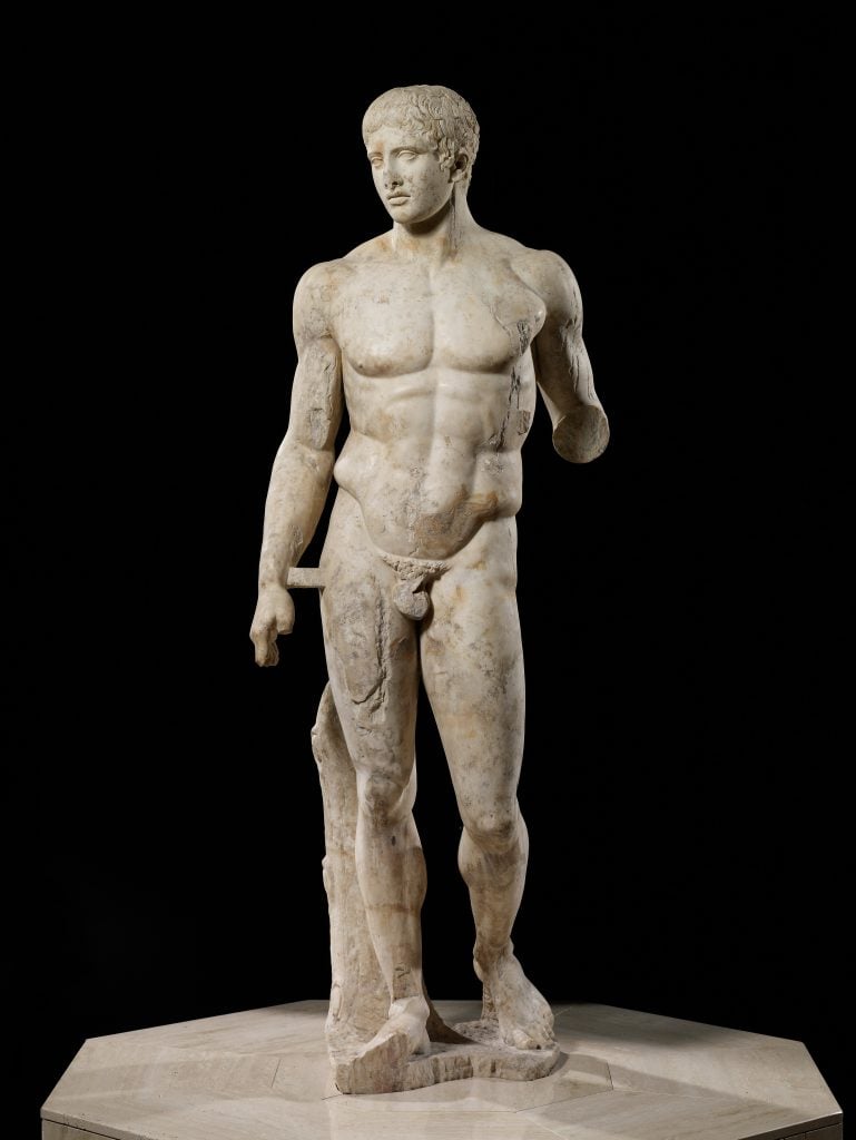 Unknown artist, Doryphoros, a copy of the lost Greek original by Polykleitos. Italy is demanding the return oof this work from the Minneapolis Institute of Arts on the grounds that it was illegally excavated in the 1970s. Photo courtesy of the Minneapolis Institute of Arts.