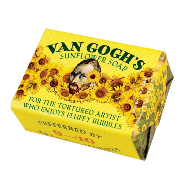 Vincent van Gogh sunflower soap, "for the tortured artist who enjoys fluffy bubbles." Photo courtesy of the Unemployed Philosophers Guild