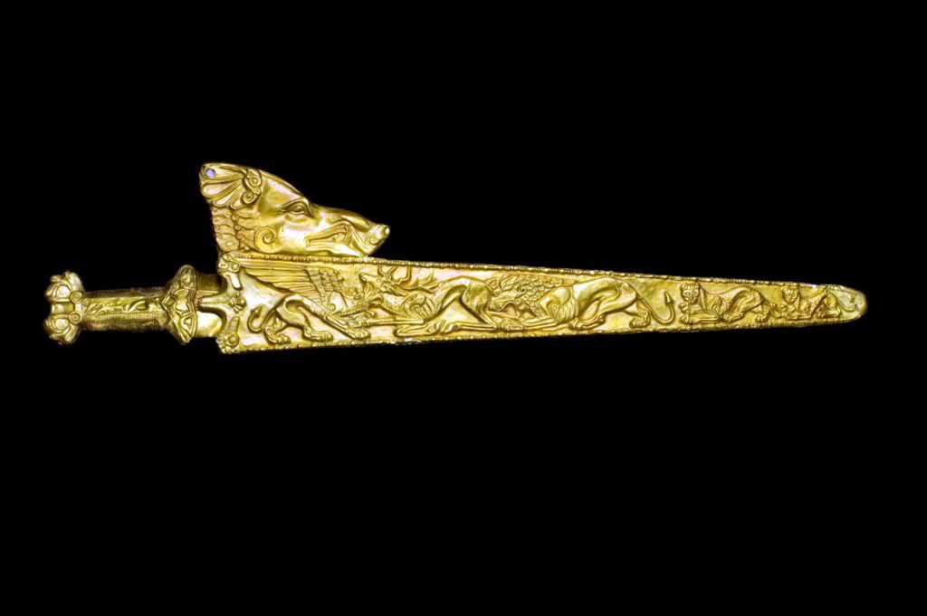 Scythian gold sword and scabbard. Museum of Historic Treasures of Ukraine, Kiev. Photo: Pictures From History/Universal Images Group via Getty Images.