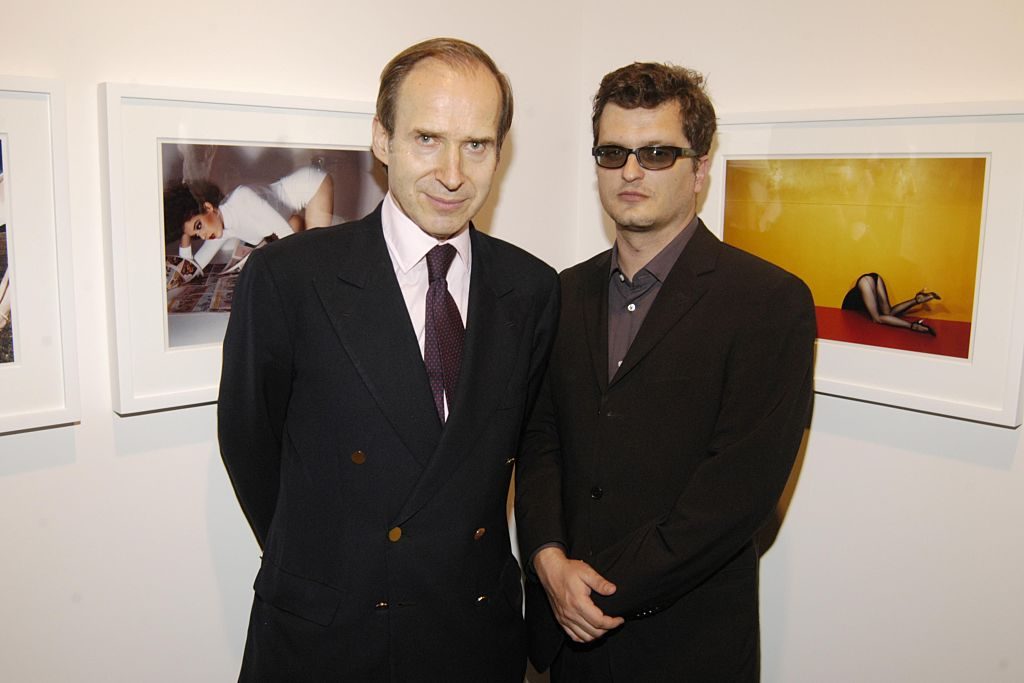 Simon de Pury and Samuel Bourdin attend the private reception of Phillips de Pury and Company "Guy Bourdin: A message for you" on November 26, 2008 in New York.  Photo by Scott Rudd/Patrick McMullan via Getty Images.