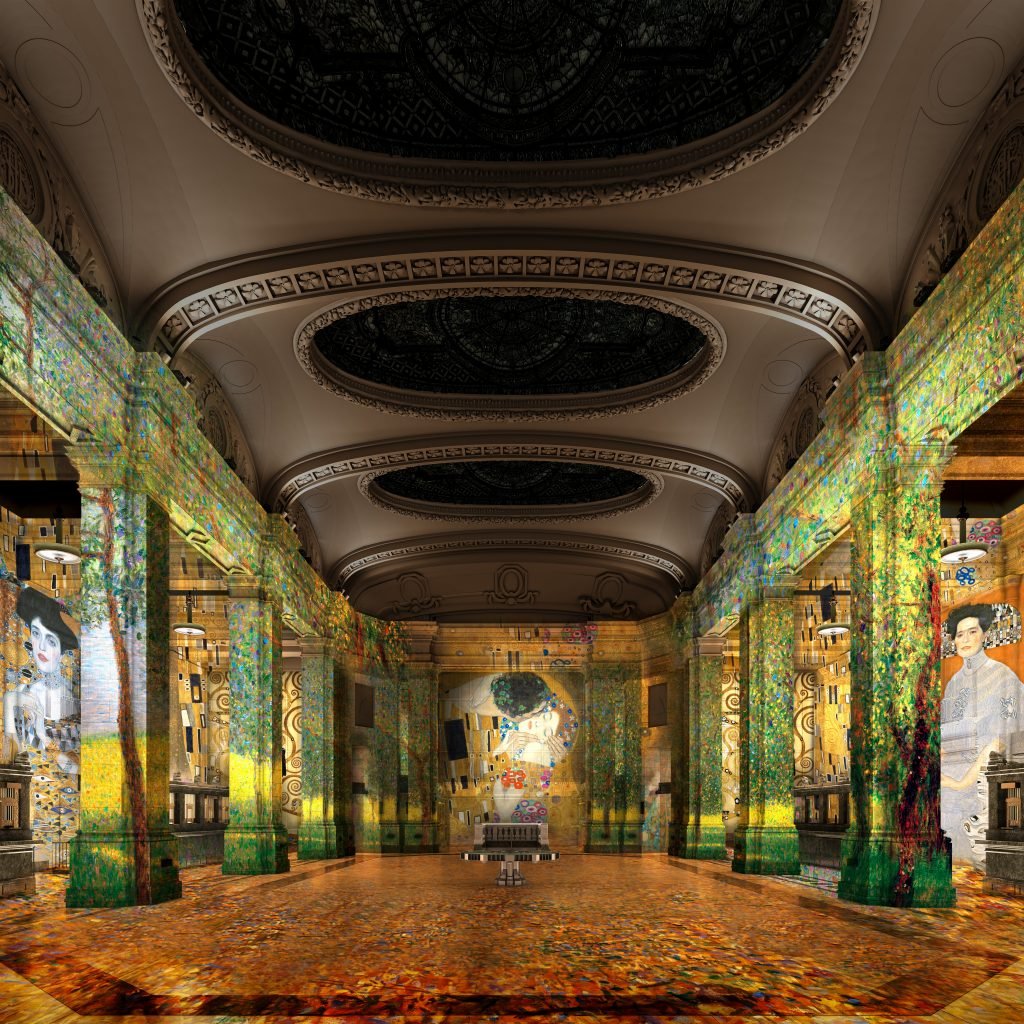 Hall des Lumieres Klimt Exhibition Rendering.© Culturespaces.