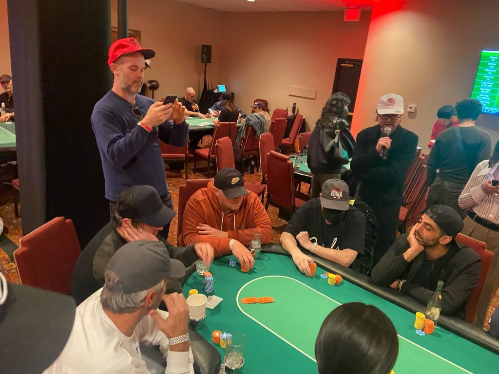 Jonas Woods records the final table at the World Series of Art Poker. 