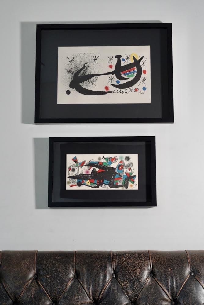 Joan Miró above Bella Haykoff's sofa.