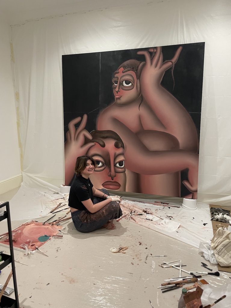 Artist Georgia Dymock in her studio (2022).