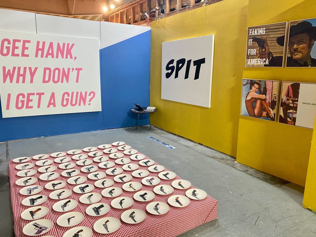 Work by Jamie Clyde in "Bang! Spit! Snag!" curated by Coco Dolle at Spring/Break Los Angeles 2022. Photo by Sarah Cascone. 