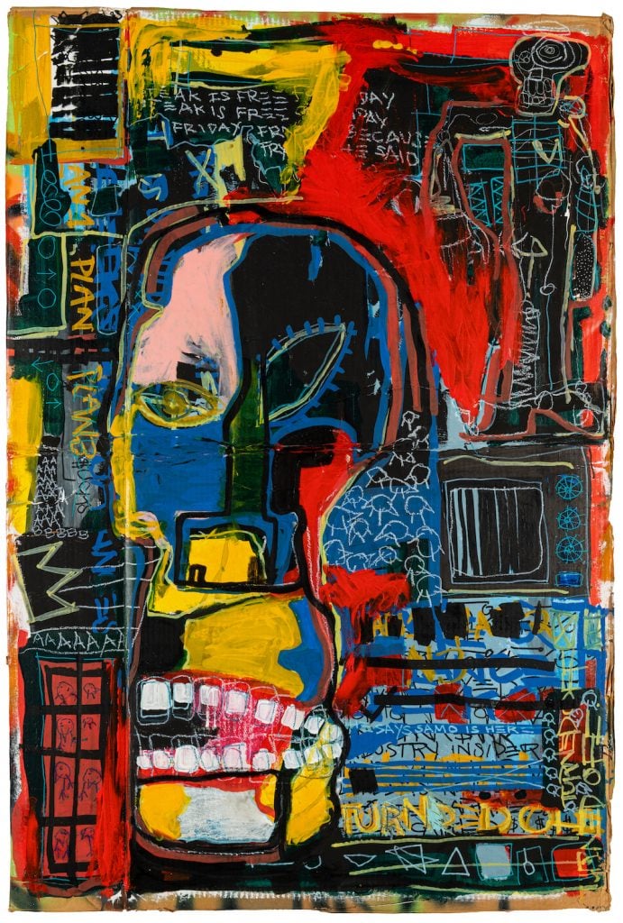 Jean-Michel Basquiat, Untitled (Industry Insider / Big Head with TV) (1982). Courtesy of the OMA.