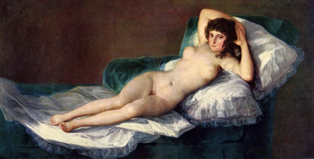 Francisco Goya, The Nude Maja (c. 1797–1800). Collection of Museo Nacional del Prado.