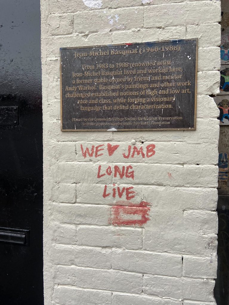 A new tribute to Jean-Michel Basquiat, added after the building was whitewashed. Photo: Annie Armstrong.