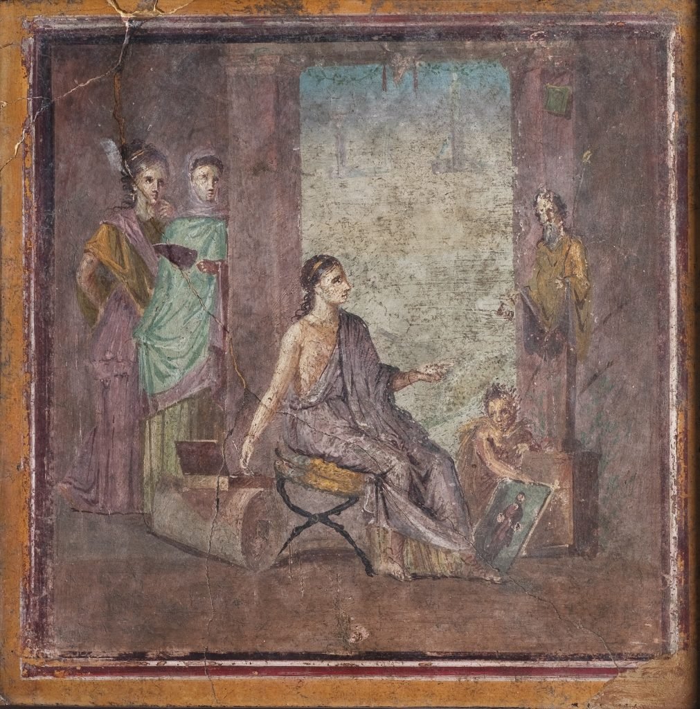 <i>Painter at work</i> (1st century CE), House of the Surgeon, Pompeii. National Archaeological Museum of Naples: MANN 9018. Image © Photographic Archive, National Archaeological Museum of Naples.