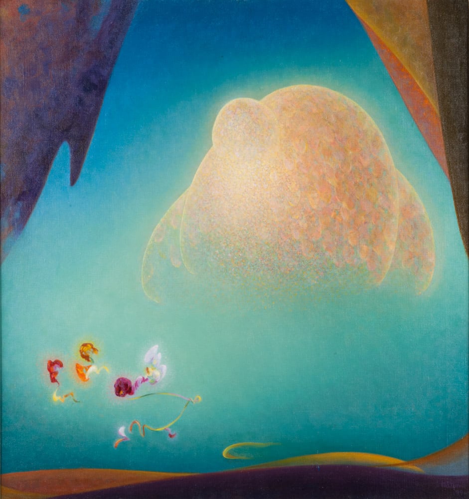 Agnes Pelton, <em>Nurture</em> (1940). Collection of the Nora Eccles Harrison Museum of Art, Utah State University, gift of the Marie Eccles Caine Foundation.