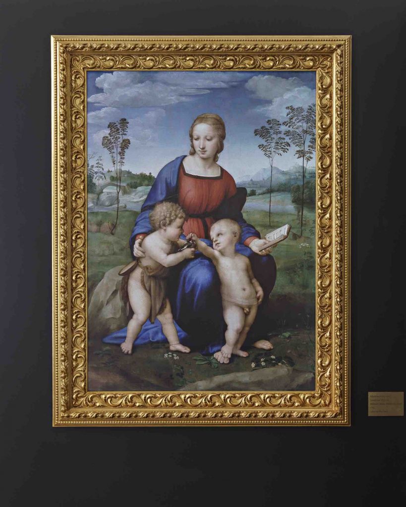 Raffaello Santi (Raffaello Sanzio), Madonna del Cardellino (Madonna of the Goldfinch). Conceived in 1506, digitised in 2021 DAW® (Digital Artwork) Limited Edition 9 of 9 107 cm x 77 cm Courtesy of Le Gallerie degli Uffizi (Florence) and Cinello.