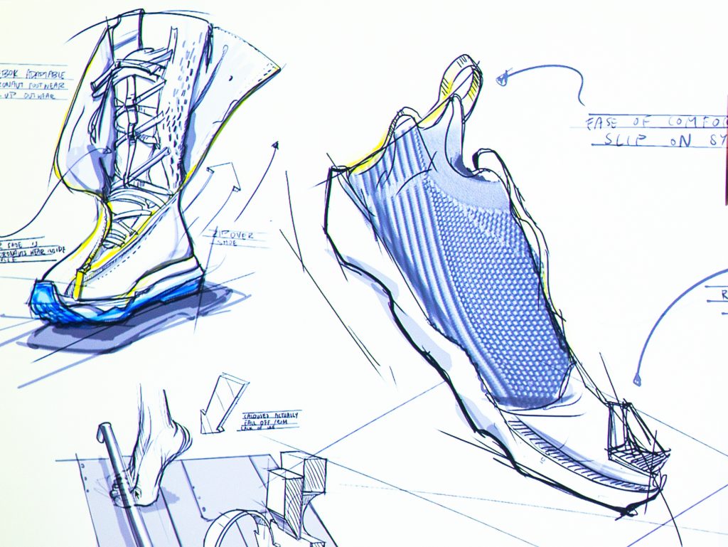Samantha Ho's shoe design for RISD's "Pack Your Bags! We’re Headed for the Moon" class, which is helping NASA engineers outfit astronauts on the 2025 Artemis mission to the moon. Image courtesy of the Rhode Island School of Design. 