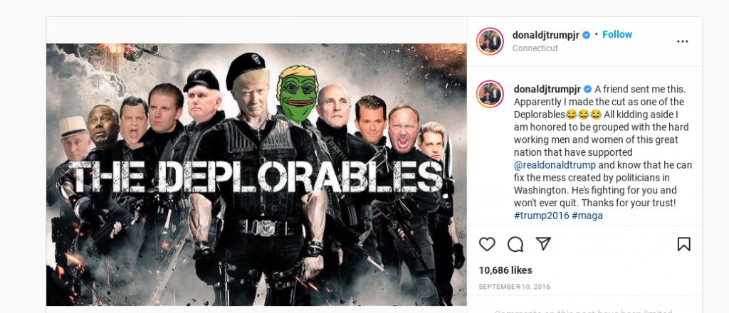 Screenshot of Donald Trump Jr. Instagram. 