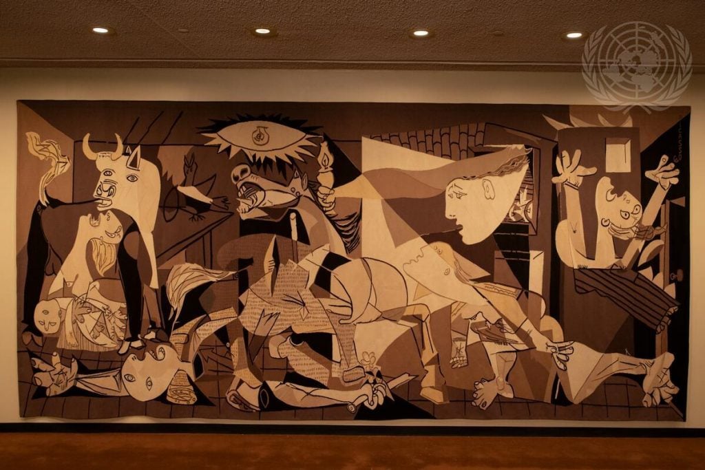 The tapestry of Pablo Picasso’s Guernica rehung outside the United Nations Security Council Chamber. Courtesy of the United Nations.