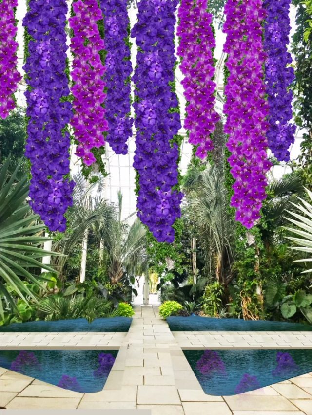Rendering of “The Orchid Show: Jeff Leatham’s Kaleidoscope” at the New York Botanical Garden. Image courtesy of the New York Botanical Garden.