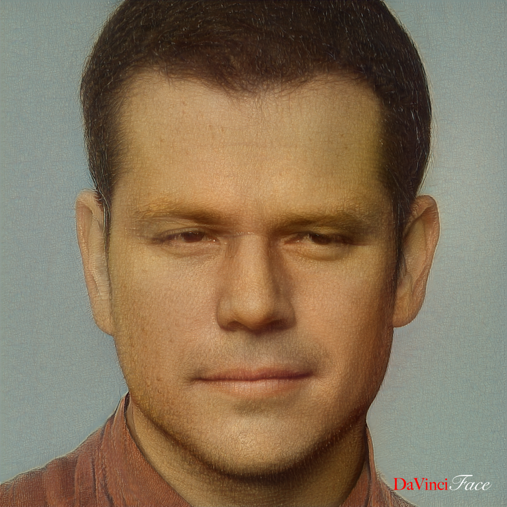 Matt Damon with the face of Da Vinci.