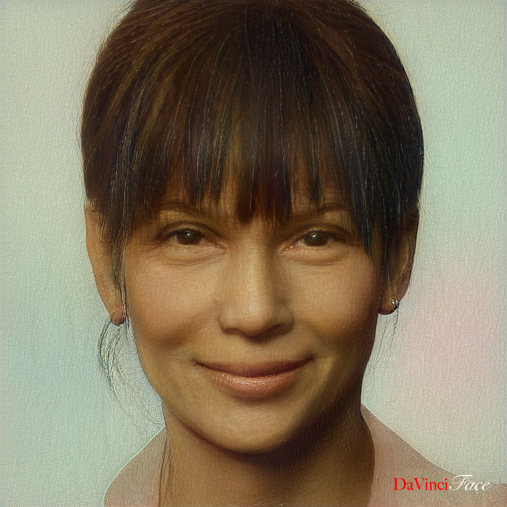 Halle Berry with the face of Da Vinci.