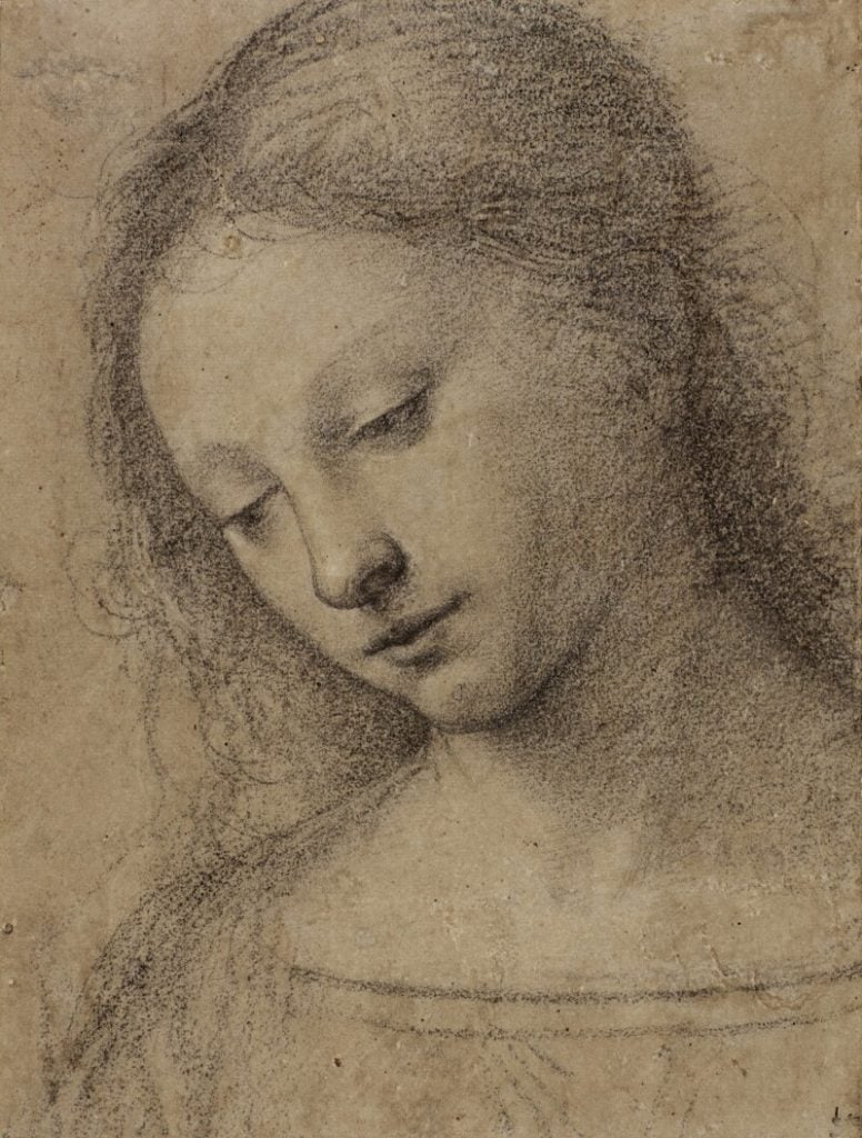 Fra Bartolommeo, <i>Head of a Young Woman, looking down to the left</i>. Courtesy of Sotheby's. 