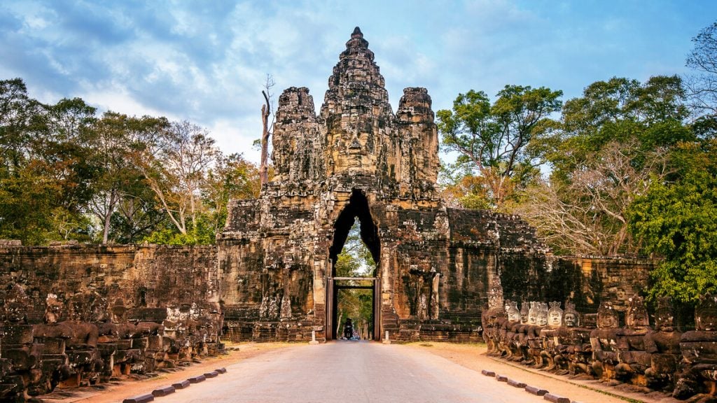 The South Gate of Angkor Wat, Siem Reap, Cambodia. Photo courtesy of the California Science Center. 