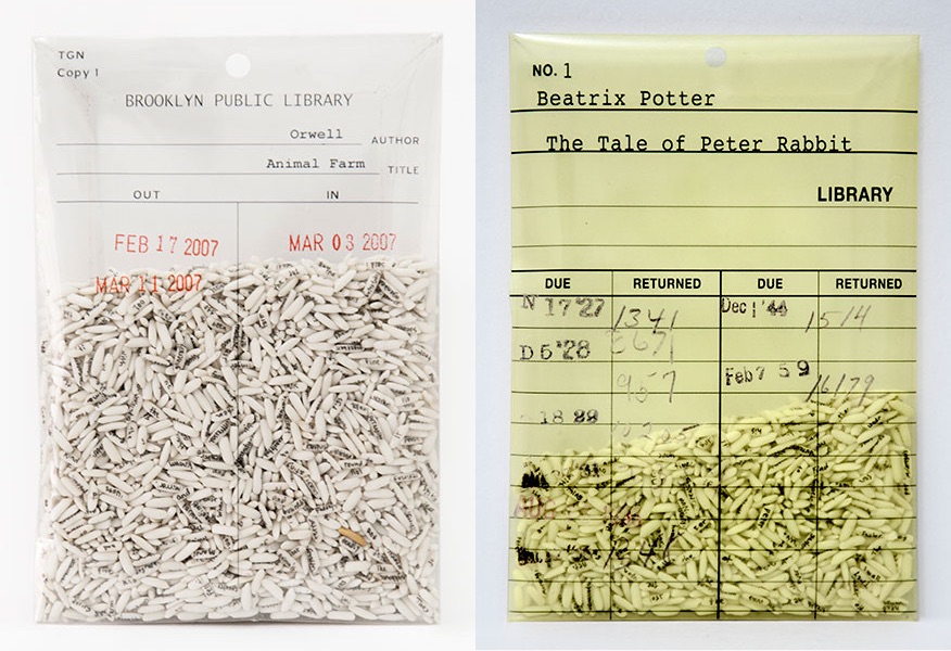 Trong Gia Nguyen, <em>Animal Farm by George Orwell</em> (2015) and <em>The Tale of Peter Rabbit by Beatrix Potter</em> (2015). Photo courtesy of the artist and mc2gallery.