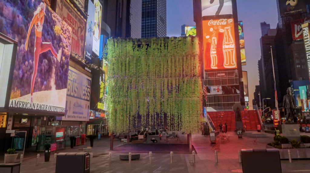 Raúl Cordero, <em>THE POEM</em> in Times Square (rendering). Image courtesy of the artist. 