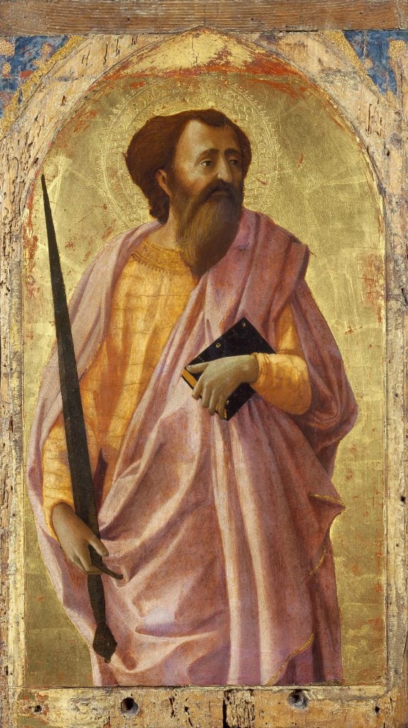 Masaccio, Saint Paul from the Carmine Polyptych (1426). Collection of the Museo Nazionale di San Matteo, Pisa. Courtesy of Ministero della Cultura, Direzione regionale Musei della Toscana, Florence.