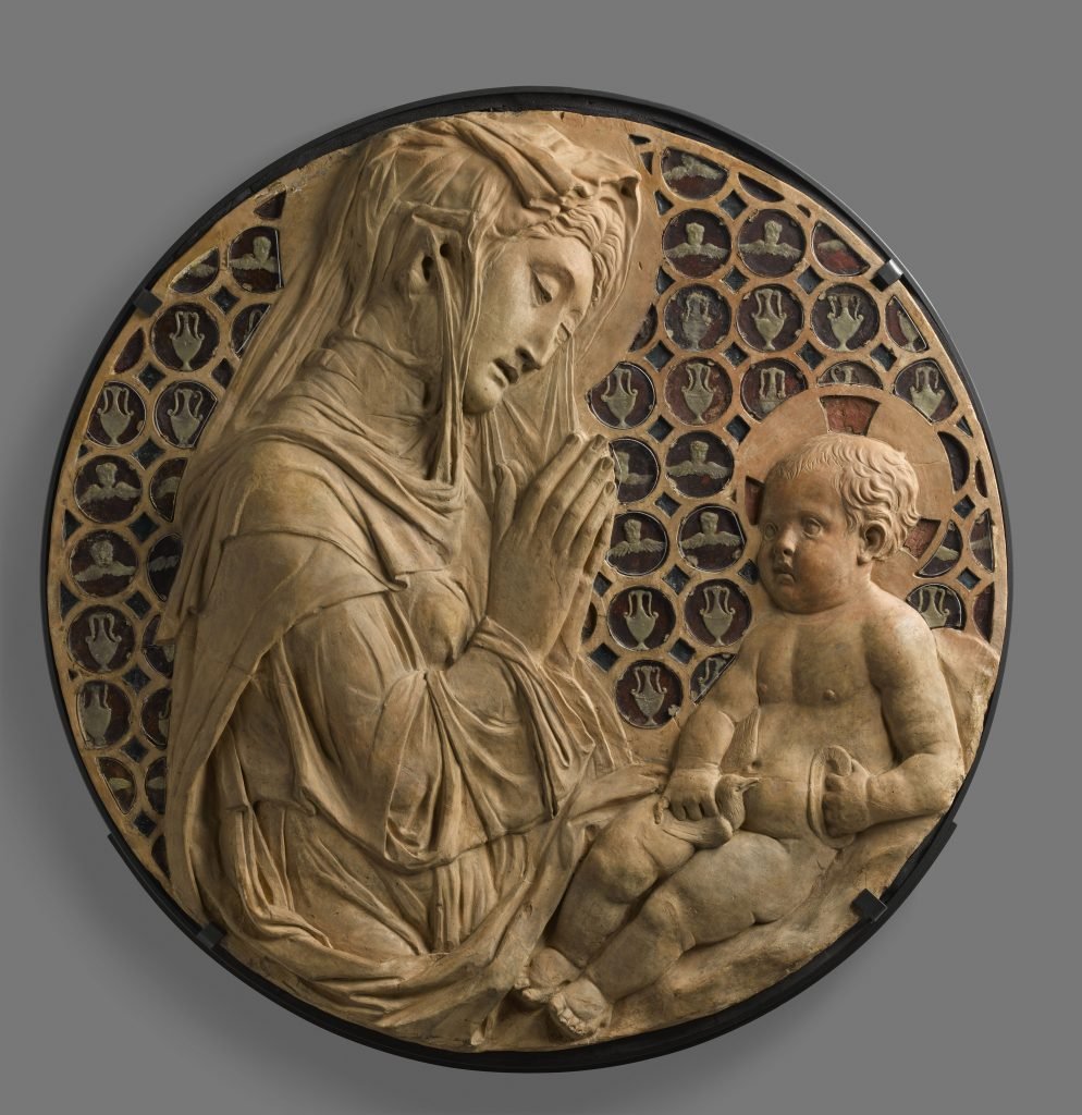 Donatello, <em>Virgin and Child (Piot Madonna)</em>, ca. 1440. Collection of the Musée du Louvre, Paris. Photo by Stéphane Maréchalle, ©2021 RMN-Grand Palais/Dist. Photo SCALA, Firenze. 