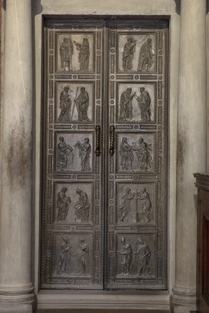 Donatello, Leaves of the Door of the Apostles</em> (ca. 1440–42). Collection of the Basilica of San Lorenzo, Old Sacristy, Opera Medicea Laurenziana, Florence. Photo by Bruno Bruchi.
