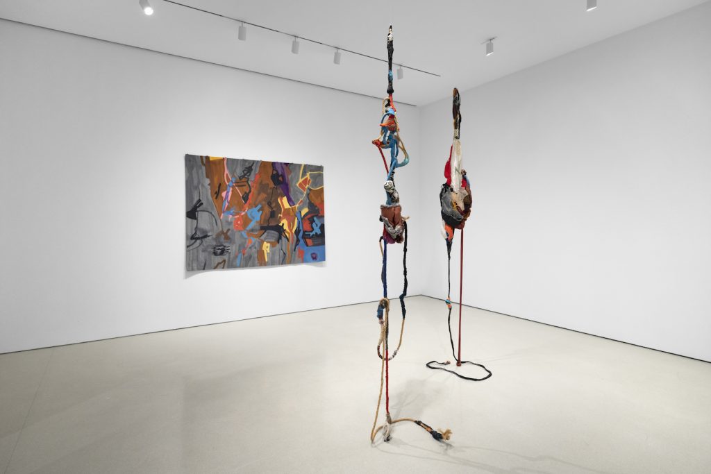 Installation view of "Courage Before Expectations," curated by Keith Rivers at the FLAG Art Foundation. Photo by Steven Probert. Image courtesy FLAG Art Foundation.