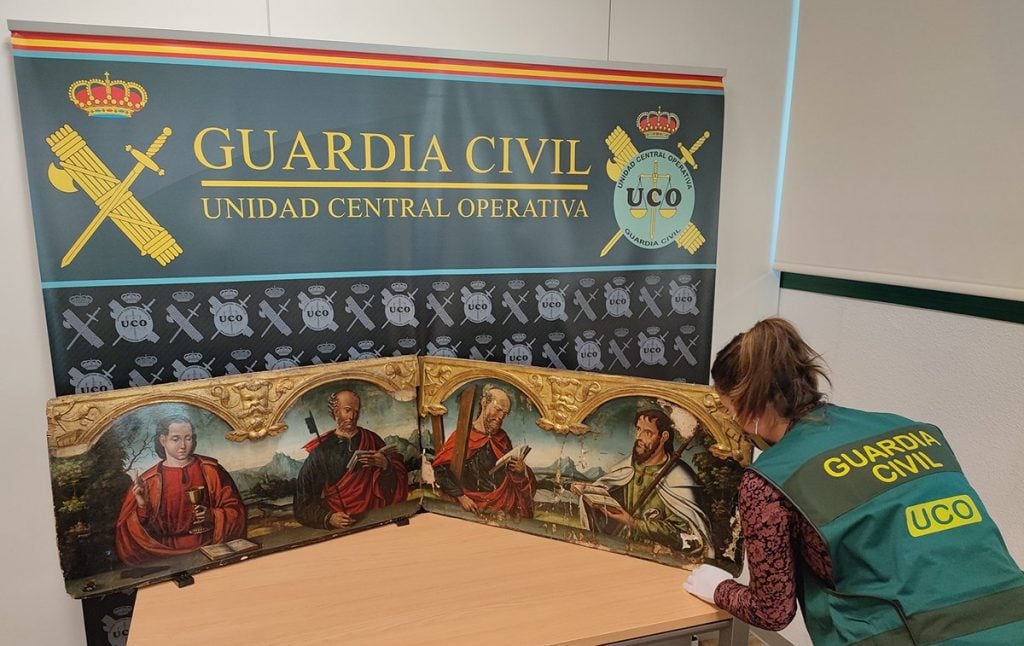 Paintings recovered by Operation Pandora VI, an international effort to combat illicit trafficking in cultural goods. Photo courtesy of Interpol.