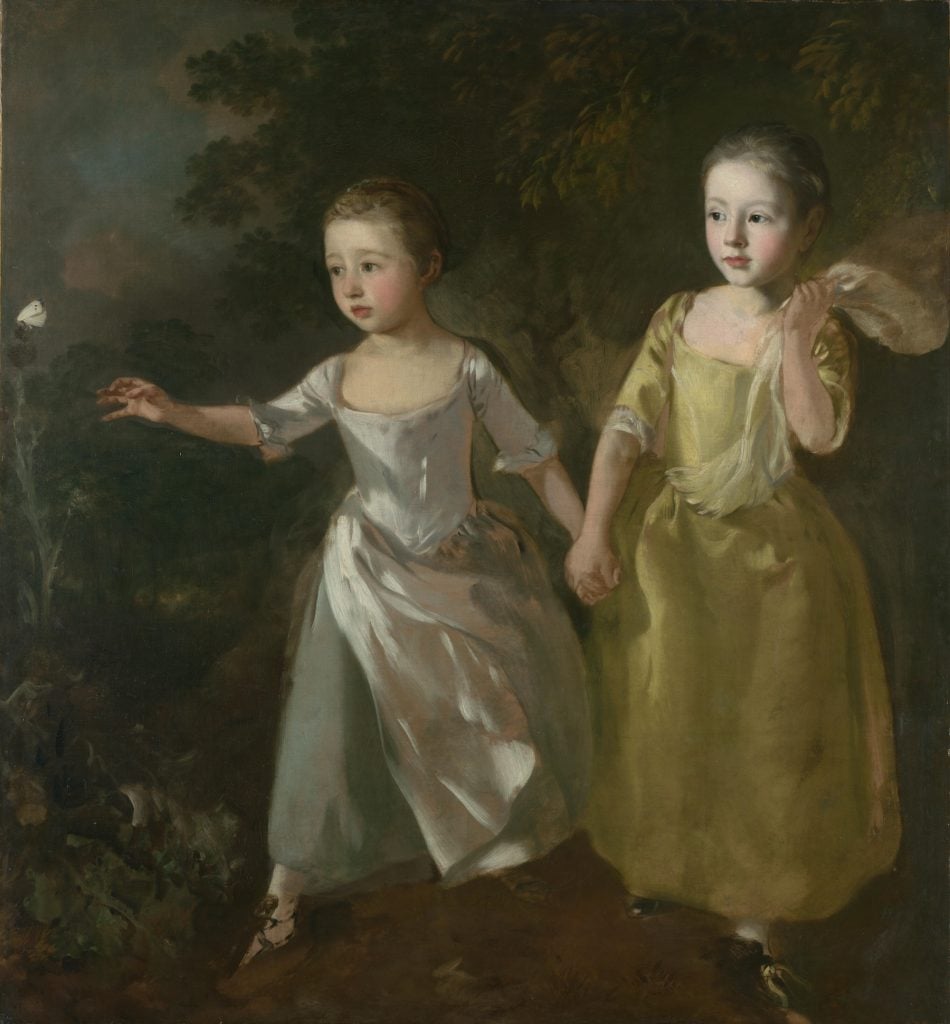 Thomas Gainsborough, Les filles des peintres chassant le papillon (1756).  Collection de la Galerie nationale.