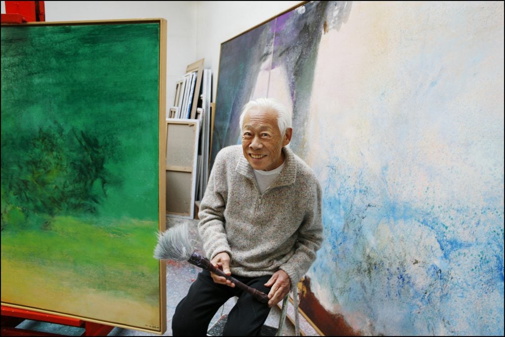 Painter Zao Wou-Ki at his studio in Paris, France. November 18, 2011. (Photo by Raphael GAILLARDE/Gamma-Rapho via Getty Images)