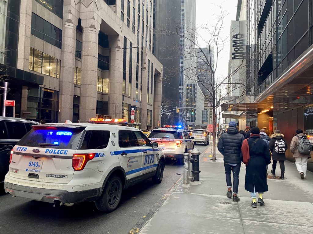 Police outside New York's Museum of Modern Art after a stabbing on the premises. Photo by Sarah Cascone.