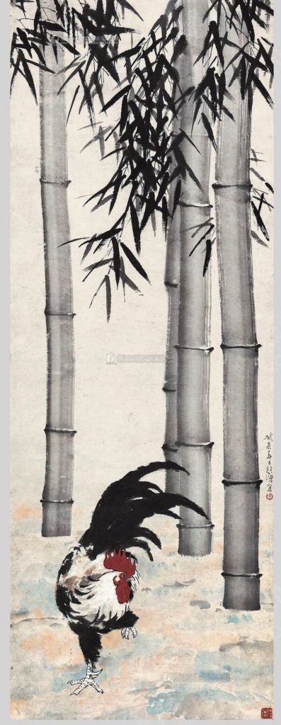 Xu Beihong, <i>Axis for Peace and Auspiciousness</i> (1943). Courtesy of Beijing Poly International Auction. 