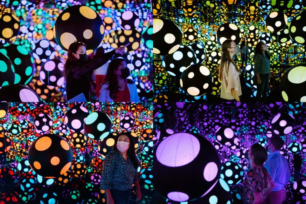 Yayoi Kusama's Infinity Mirrored Room—My Heart Is Dancing into the Universe (2018), now on view at the Hirshhorn Museum and Sculpture Garden. Photo by Matailong Du. Image courtesy Ota Fine Arts and Victoria Miro, London/Venice. © YAYOI KUSAMA.