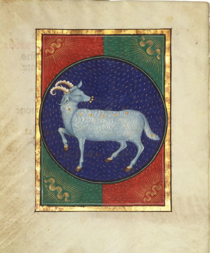 Aries from a Book of Hours, Italy, perhaps Milan. Third quarter of the Fifteenth Century. Courtesy of the Morgan Library & Museum.