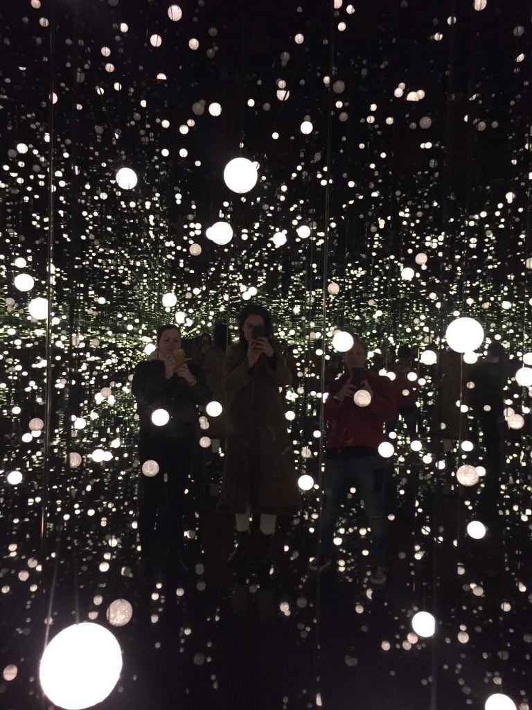 A Yayoi Kusama Infinity Room at David Zwirnery Gallery in New York. Photo by Eileen Kinsella