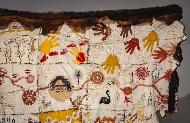 Carol McGregor with Adele Chapman-Burgess, Avril Chapman and the Community of the Myall Creek Gathering Cloak, <i>Myall Creek Gathering Cloak,</i> (2018). Courtesy the New England Regional Art Museum & the Myall Creek Gathering Cloak Community.