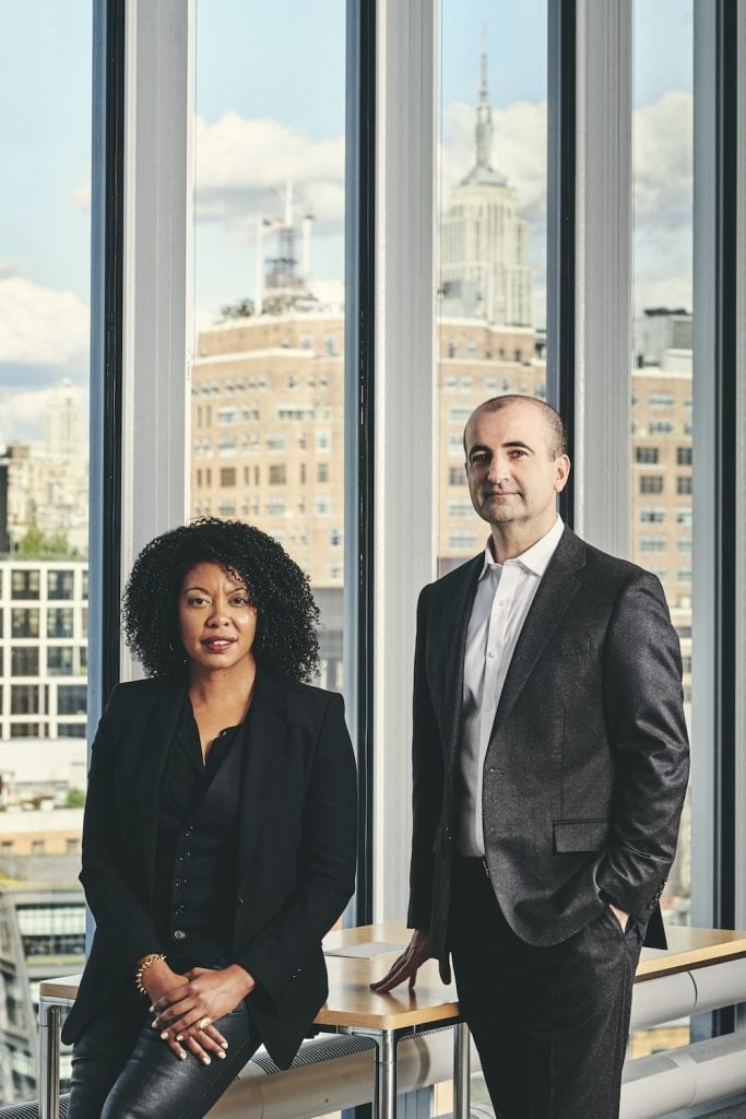 Whitney Biennial 2022 curators Adrienne Edwards and David Breslin. Photo: Bryan Derballa. Courtesy of the Whitney Museum of American Art.