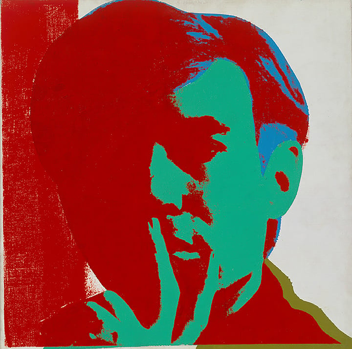 Andy Warholas, „Autoportretas“ (1966–1967).  Detalė.  Andy Warhol muziejus, Pitsburgas;  Įkūrimo kolekcija, indėlis Andy Warhol Foundation for the Visual Arts, Inc.  © 2021 Andy Warhol Foundation for the Visual Arts, Inc.  / Licencijuota Menininkų teisių draugijos (ARS), Niujorkas.
