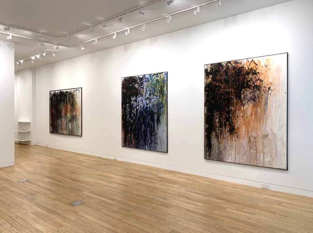 installation view, "Clyde Hopkins: Chaunticlere: Paintings from the 1980s" at the Upsilon Gallery.