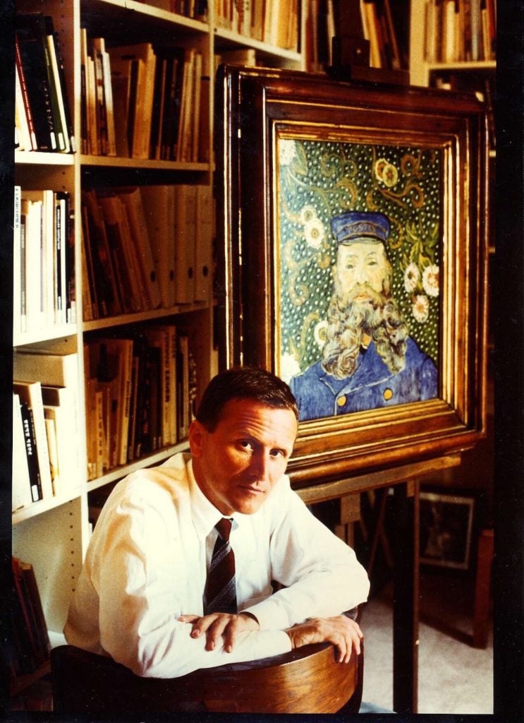 Thomas Ammann with a Van Gogh painting. Image courtesy Christie's.