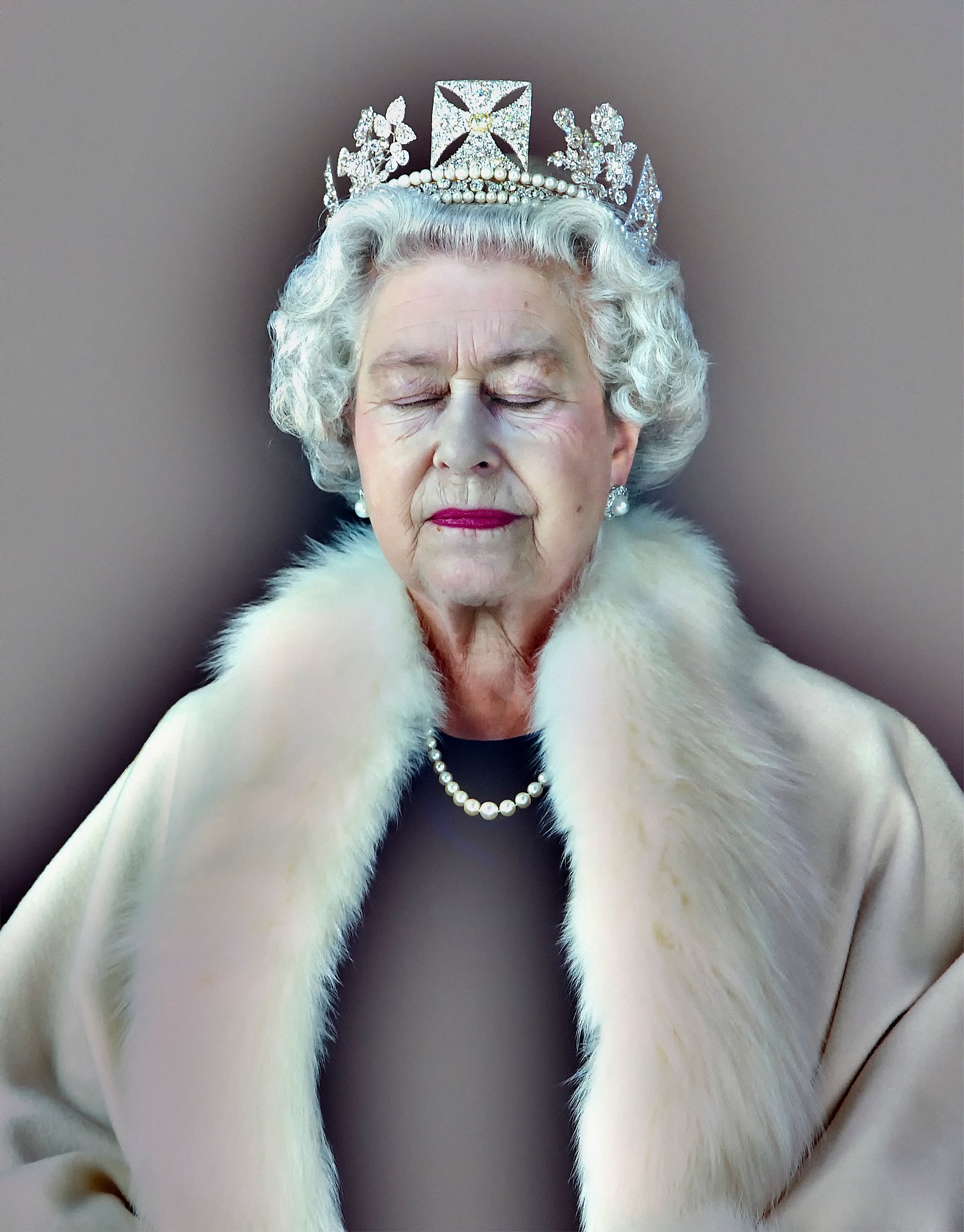 Queen Elizabeth II Coronation Portrait Wih Crown Orb & Sceptre Canvas Wall Art 