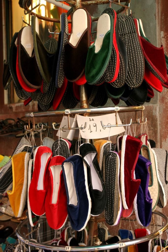 Friulane shoes for sale in Venice. Photo: Eddy Buttarelli/REDA&CO/Universal Images Group via Getty Images.