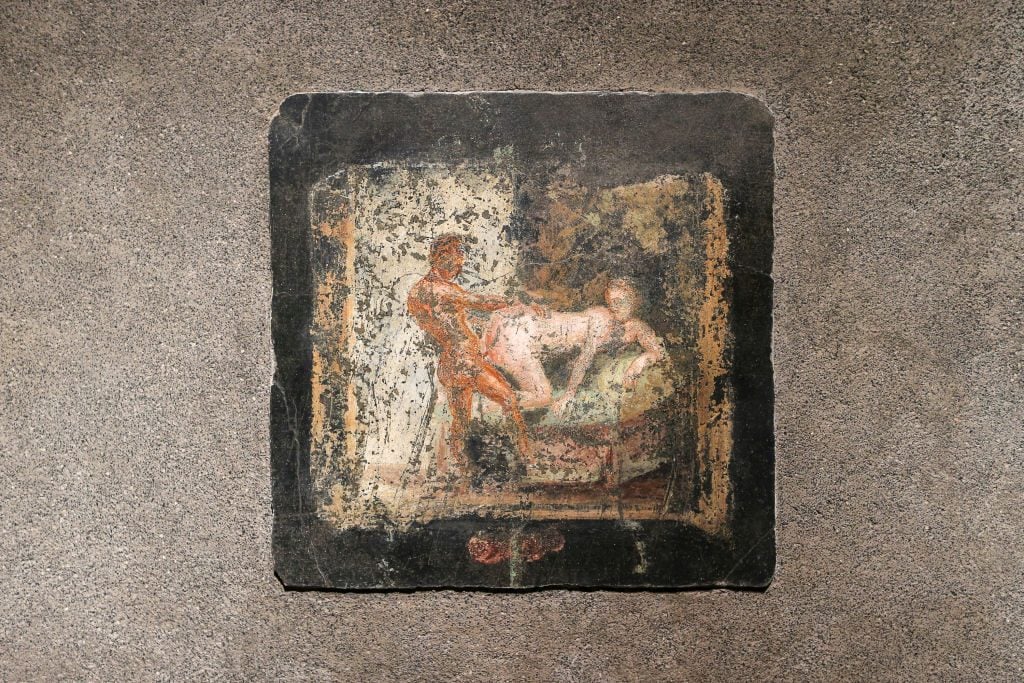 A fresco representing a sexual act, within the exhibition 